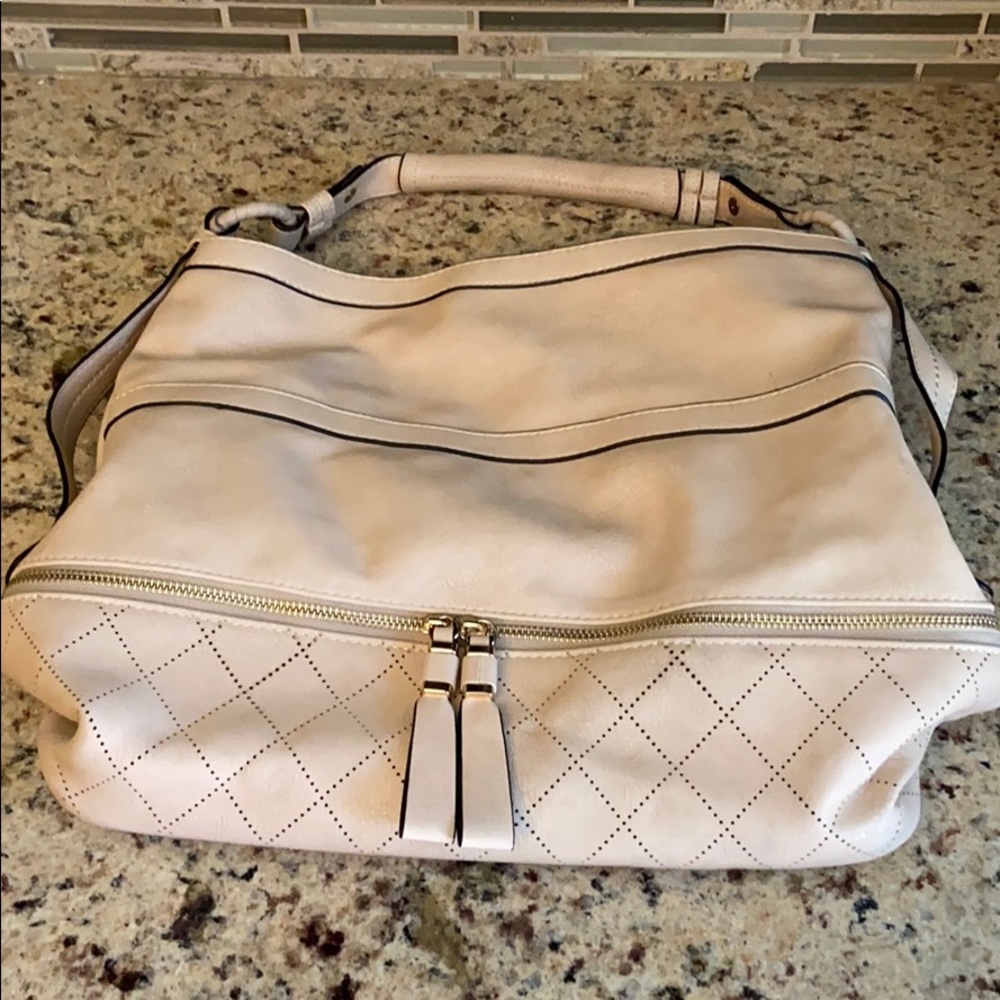 Large cream beige handbag purse
